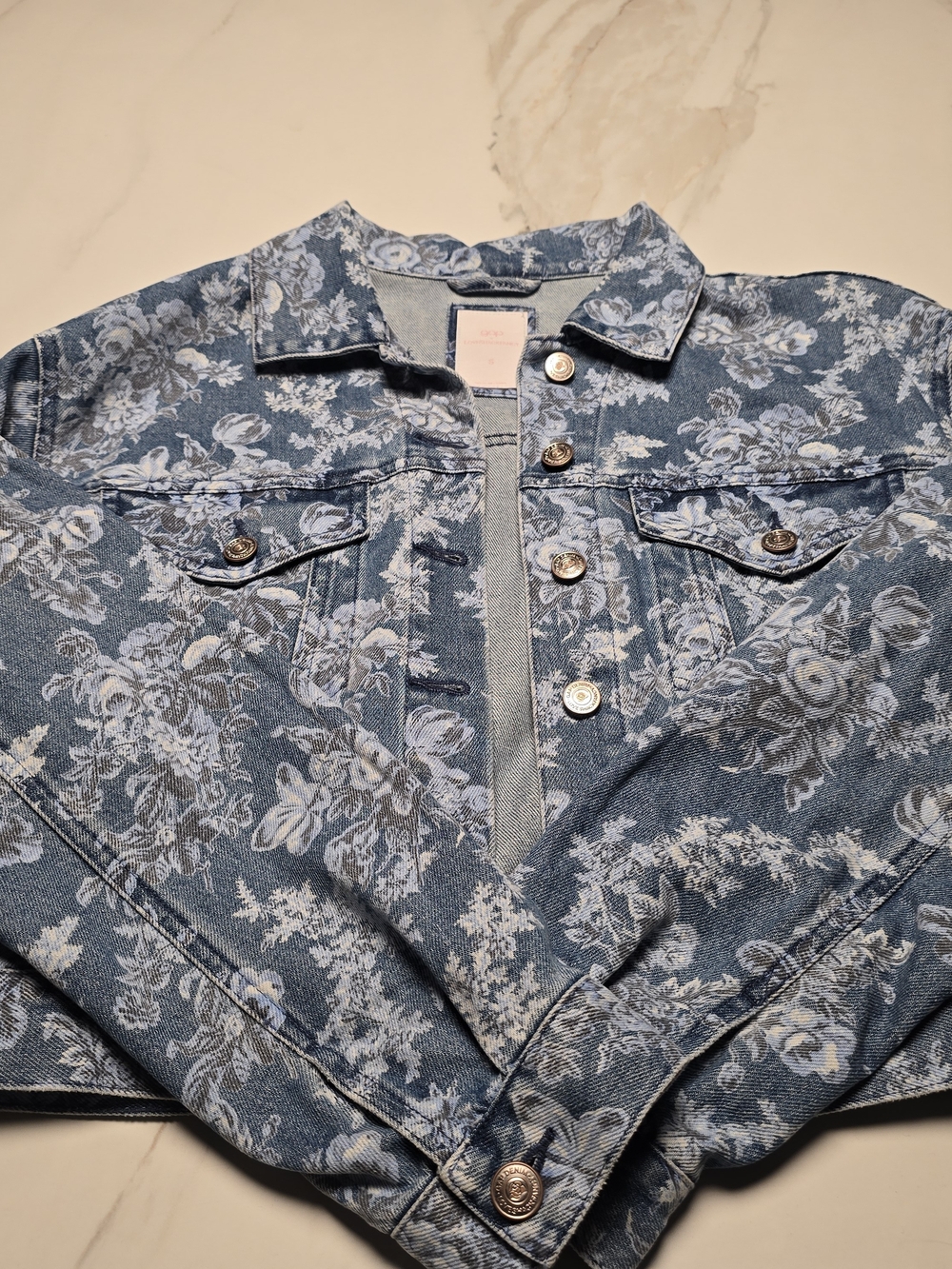 GAP X Loveshack Fancy Blue Floral Print Denim Jacket
